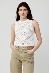 Autumn Cashmere - Chunky Pointelle Tank - WHITE