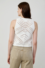 Autumn Cashmere - Chunky Pointelle Tank - WHITE