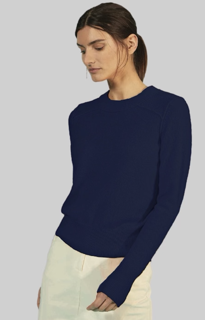 Autumn Cashmere - Cropped Crew With Reversed Seams - NAVY