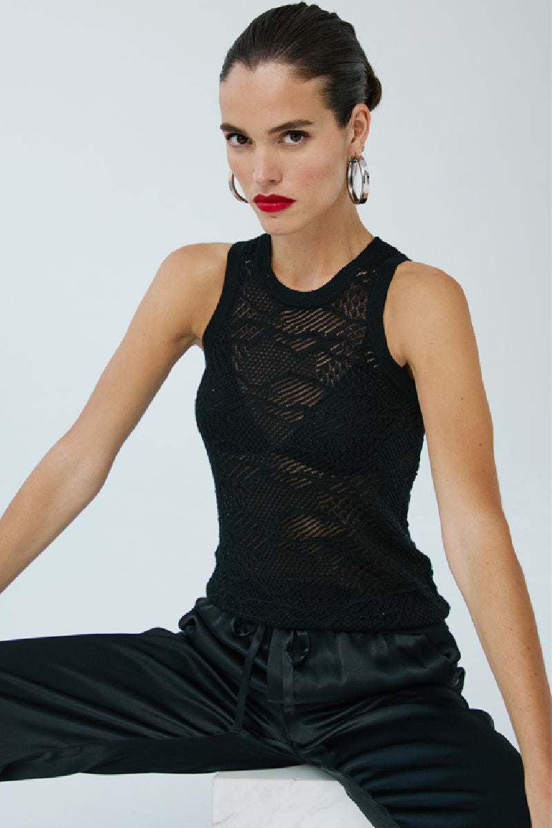 Autumn Cashmere - Mixed Stitch Tank - BLACK