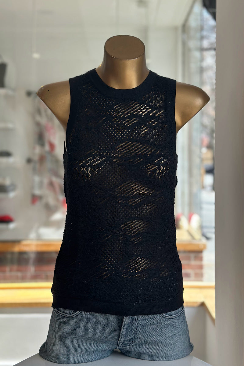 Autumn Cashmere - Mixed Stitch Tank - BLACK