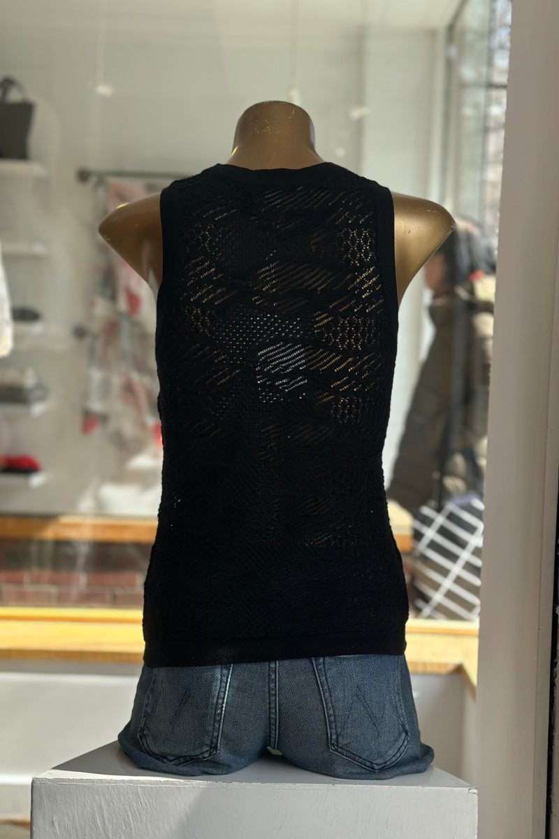 Autumn Cashmere - Mixed Stitch Tank - BLACK