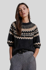 Autumn Cashmere - Puff Sleeve Fair Isle Crew Sweater - CHAPABCO