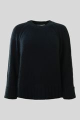 Autumn Cashmere - Raglan Crew with Cuffed Bracelet Sleeves - NAVY