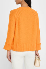 Autumn Cashmere - Raglan-Sleeve Crewneck Cotton Sweater - ORANGE