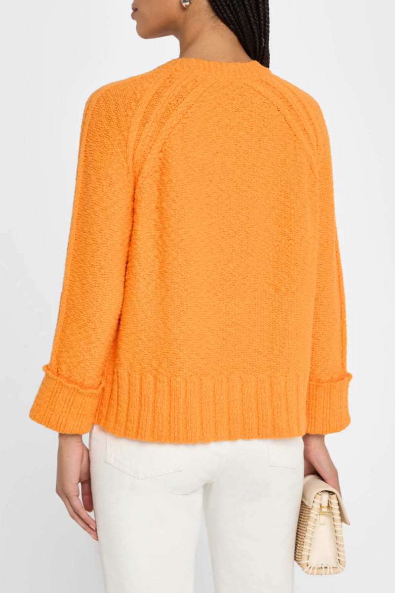 Autumn Cashmere - Raglan-Sleeve Crewneck Cotton Sweater - ORANGE