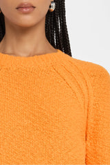 Autumn Cashmere - Raglan-Sleeve Crewneck Cotton Sweater - ORANGE