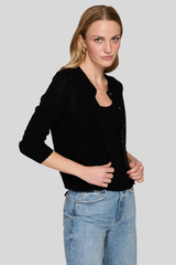 Autumn Cashmere - Sheer Dot Cardigan - BLACK