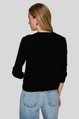 Autumn Cashmere - Sheer Dot Cardigan - BLACK