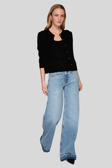 Autumn Cashmere - Sheer Dot Cardigan - BLACK