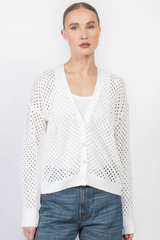 Autumn Cashmere - Solid Mesh Cardigan - BLEACHWH