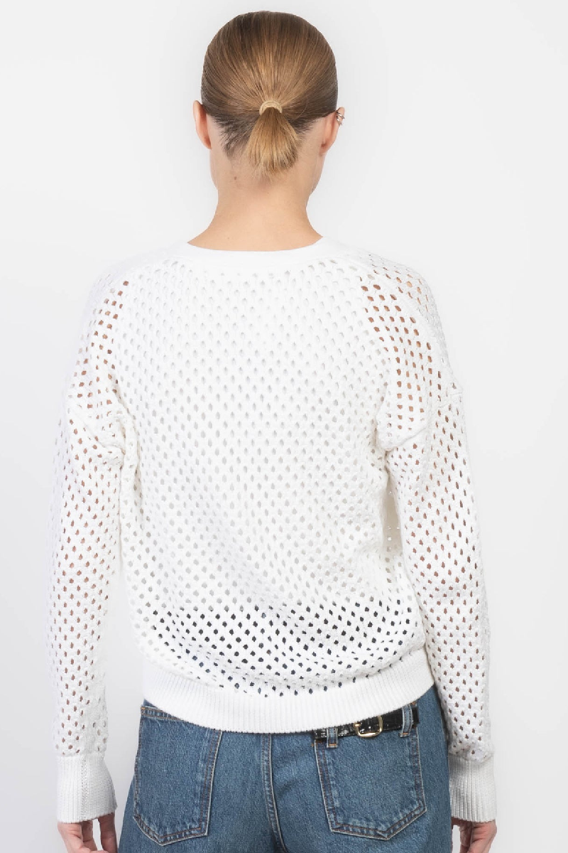 Autumn Cashmere - Solid Mesh Cardigan - BLEACHWH