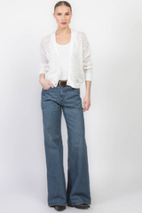 Autumn Cashmere - Solid Mesh Cardigan - BLEACHWH
