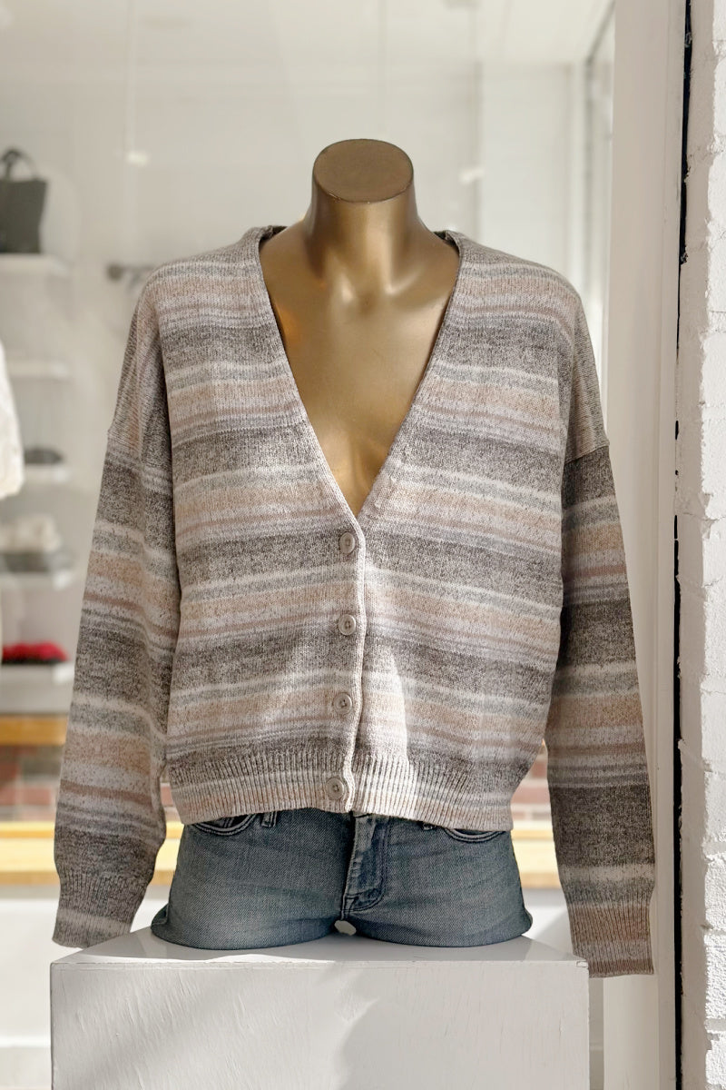 Autumn Cashmere - Space Dye V-Neck Cardigan - GRANITE
