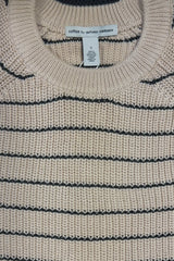 Autumn Cashmere - Striped Scallop Shaker Crew - LATBLACK