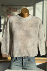 Autumn Cashmere - Tiny Diamond Grid Stitch Crew - CLOUD