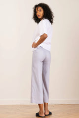 Avenue Montaigne - Alex Linen-Blend Cropped Pant - SKY