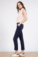 Avenue Montaigne - Ben Linen Cuffed Pant - NAVY