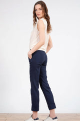 Avenue Montaigne - Ben Linen Cuffed Pant - NAVY