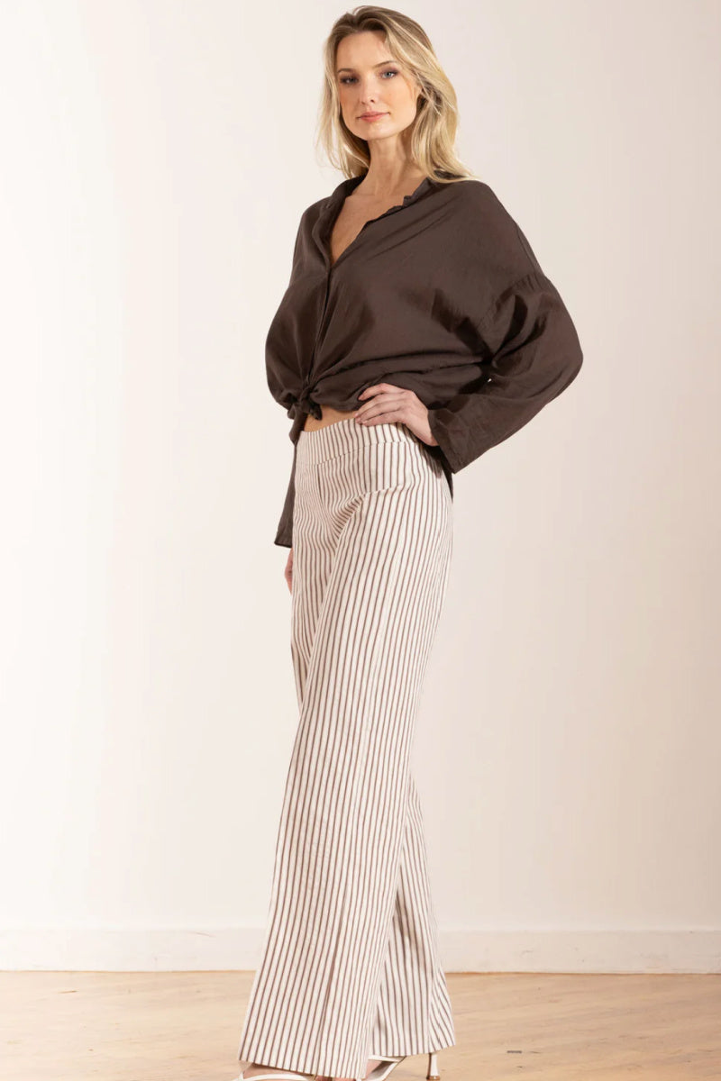 Avenue Montaigne - Flavia Bistro Striped Pant - COGNAC
