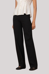 Avenue Montaigne - Flavia Seersucker Wide Leg Pant - BLACK