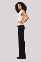 Avenue Montaigne - Flavia Seersucker Wide Leg Pant - BLACK