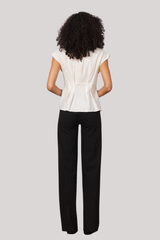 Avenue Montaigne - Flavia Seersucker Wide Leg Pant - BLACK