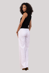 Avenue Montaigne - Flavia Seersucker Wide Leg Pant - WHITE