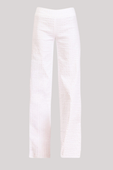Avenue Montaigne - Flavia Seersucker Wide Leg Pant - WHITE