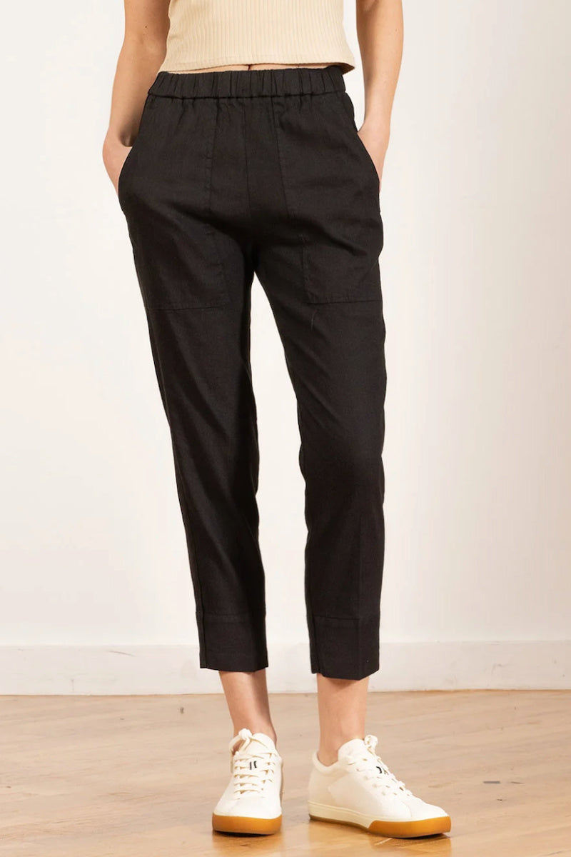 Avenue Montaigne - Tonic Stretch Linen Pants - BLACK