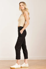 Avenue Montaigne - Tonic Stretch Linen Pants - BLACK