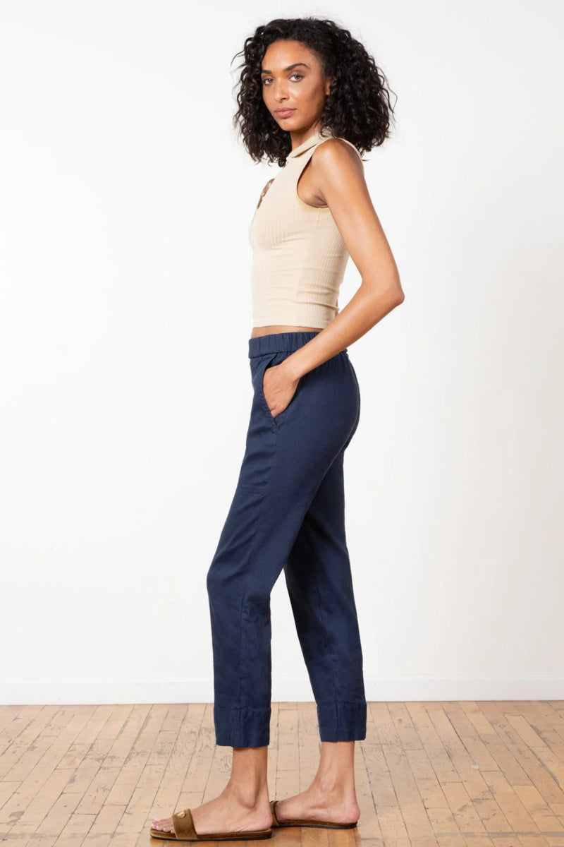 Avenue Montaigne - Tonic Stretch Linen Pants - NAVY
