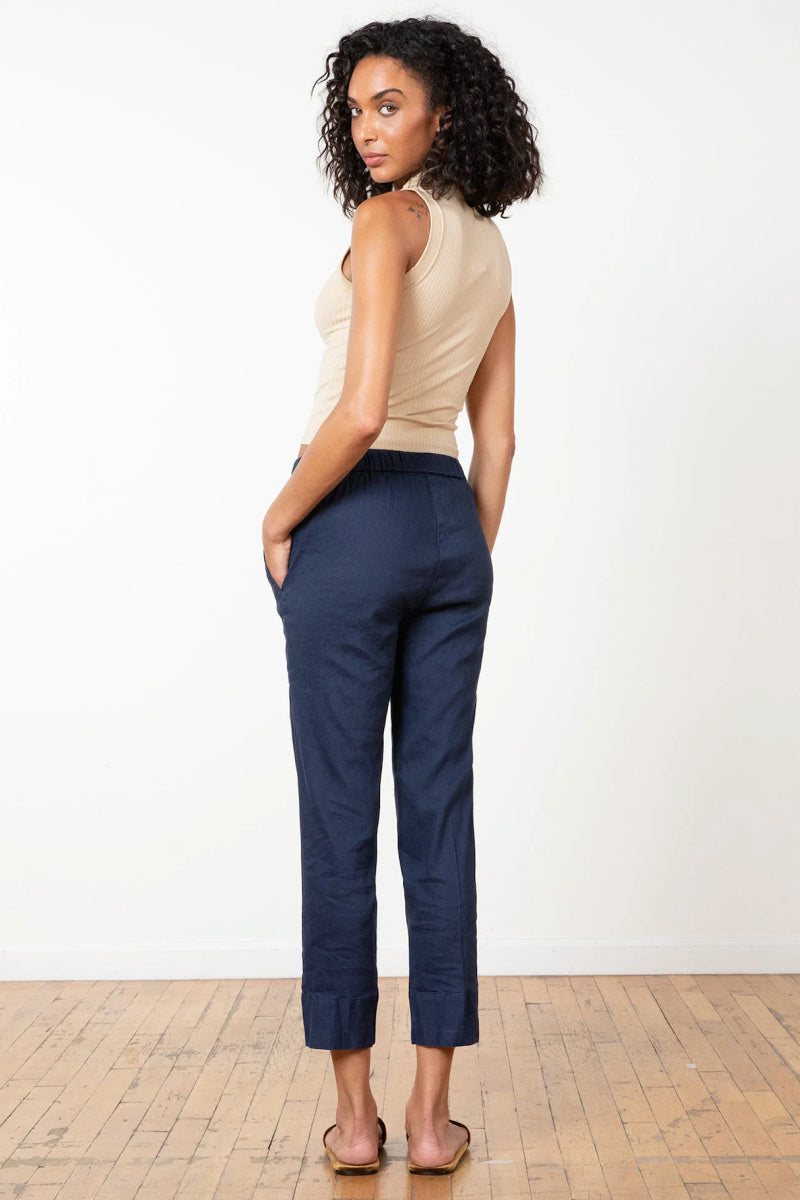 Avenue Montaigne - Tonic Stretch Linen Pants - NAVY