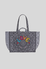 Call It By Your Name - Quilted Medium Cabas Tote - DRKGREY