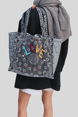Call It By Your Name - Quilted Medium Cabas Tote - DRKGREY