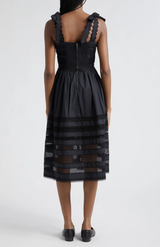 Cara Cara - Nidhi Embroidered Stripe Midi-Dress - BLACK