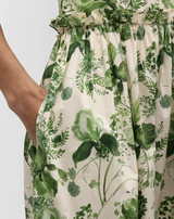 Cara cara - Claire Floral Tie-Back Midi Dress - OLIVE