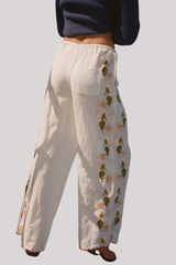 Ciao Lucia - Ermmano Embroidered Linen Pant - WHITE
