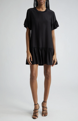 Cinq à Sept - Leilah Silk Dropped-Waist Flounce Mini Dress - BLACK