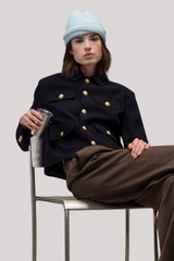 Circolo 1901 - Cropped Diagonal Jacket - BLUNAVY