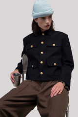 Circolo 1901 - Cropped Diagonal Jacket - BLUNAVY
