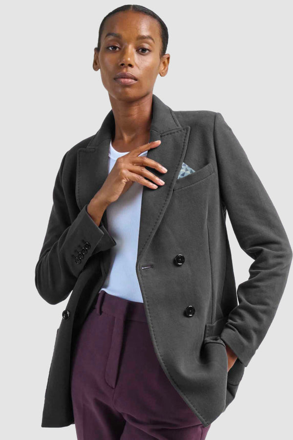 Circolo - Double Breasted Fleece  Blazer - 695ASPHA