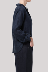 Citizens of Humanity - Kayla Shrunken Linen Shirt - TRUENAVY