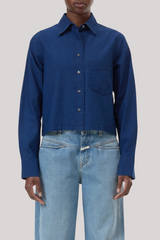 Closed - Cropped Classic Shirt - DARKBLUE