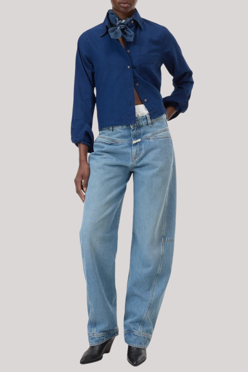 Closed - Cropped Classic Shirt - DARKBLUE