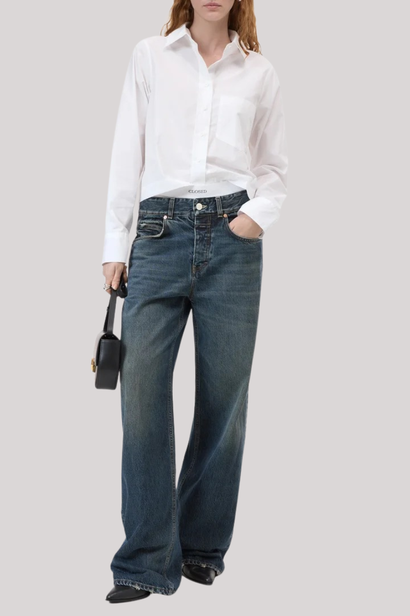 Closed - Cropped Classic Shirt - WHITE
