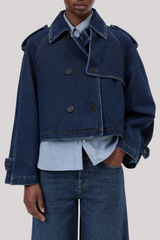 Closed - Cropped Trench - DARKBLUE