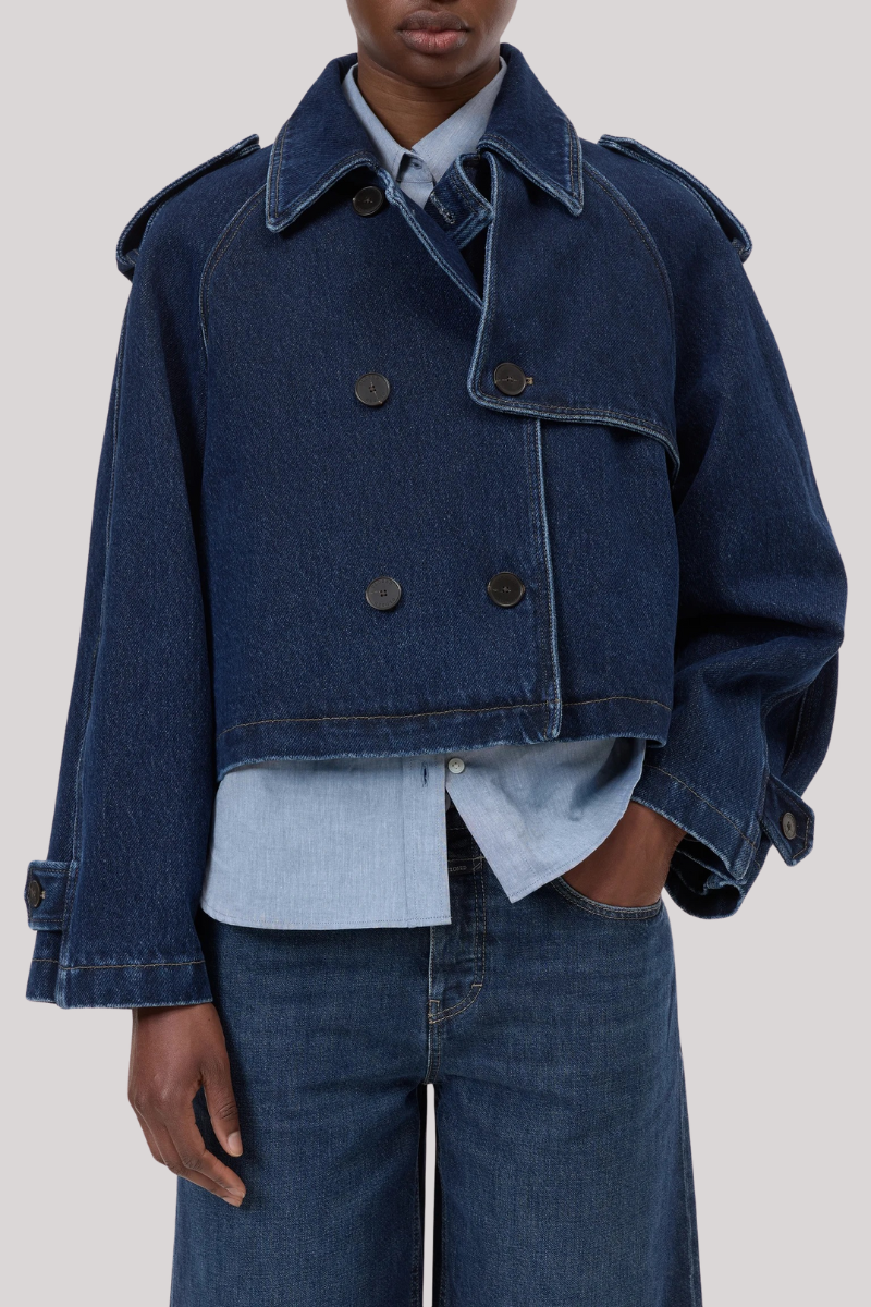 Closed - Cropped Trench - DARKBLUE