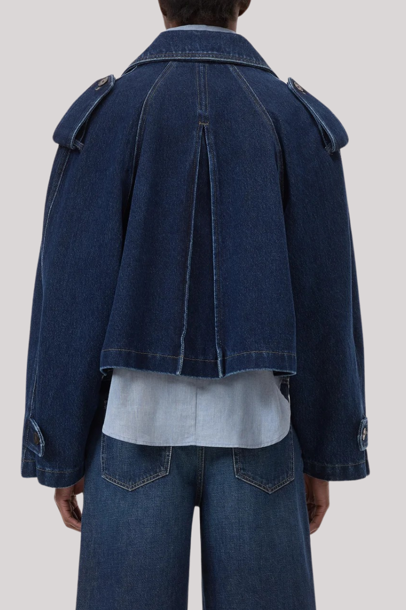 Closed - Cropped Trench - DARKBLUE