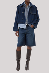 Closed - Cropped Trench - DARKBLUE